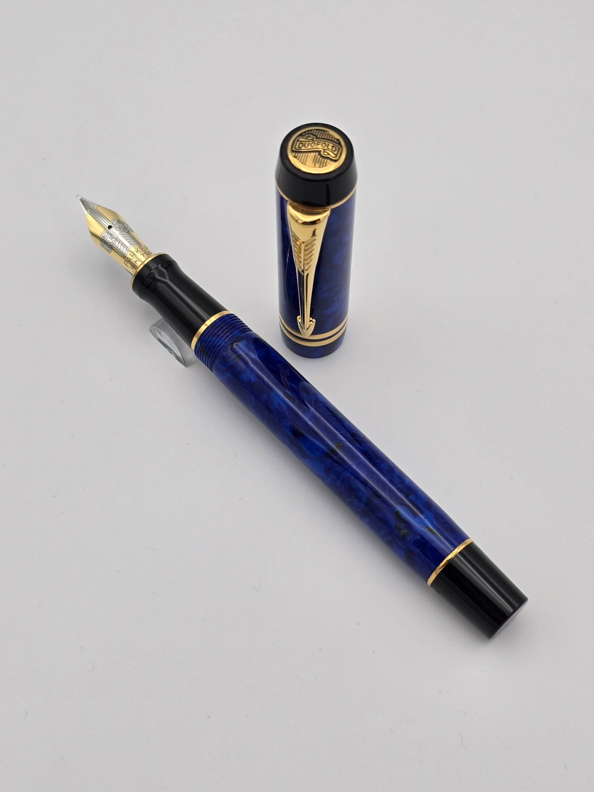 Parker Duofold Centennial Lapis Blue - 18k Medium Nib - Pen Realm