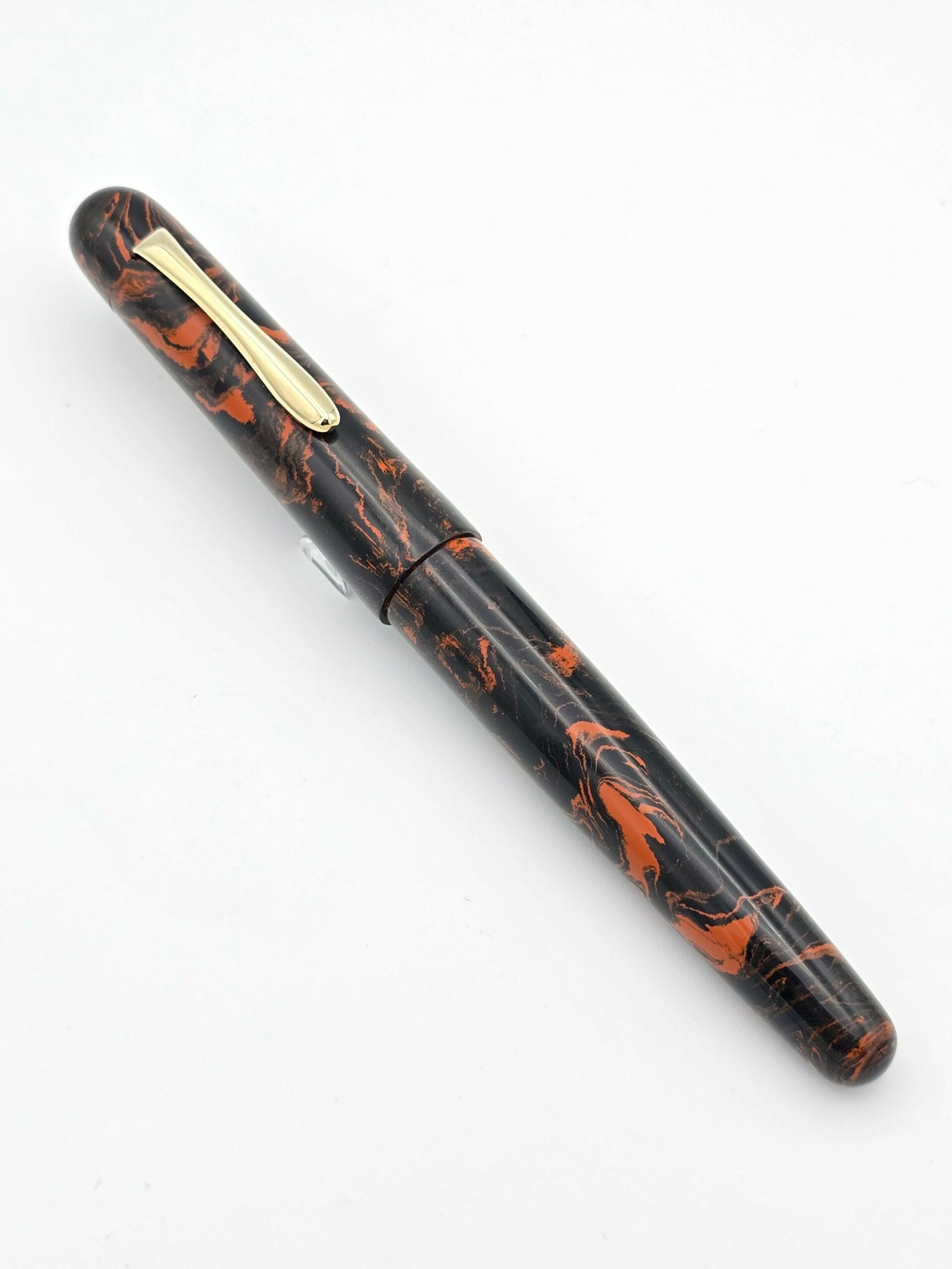 Ranga Bheem Orange & Black Ebonite - Fine Steel Nib