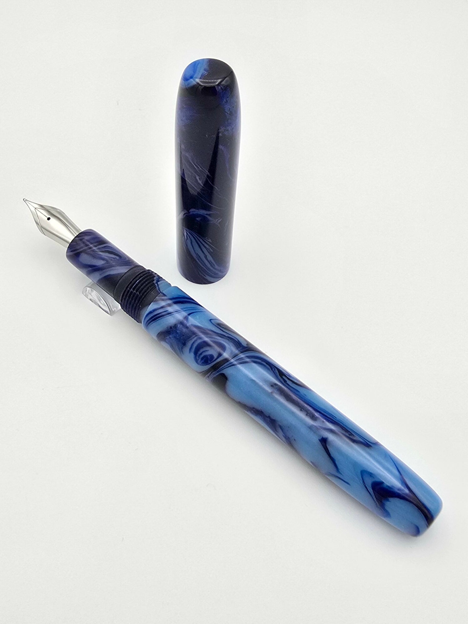 Peyton Street Pens Prototype Blue Swirl - Medium Steel Nib