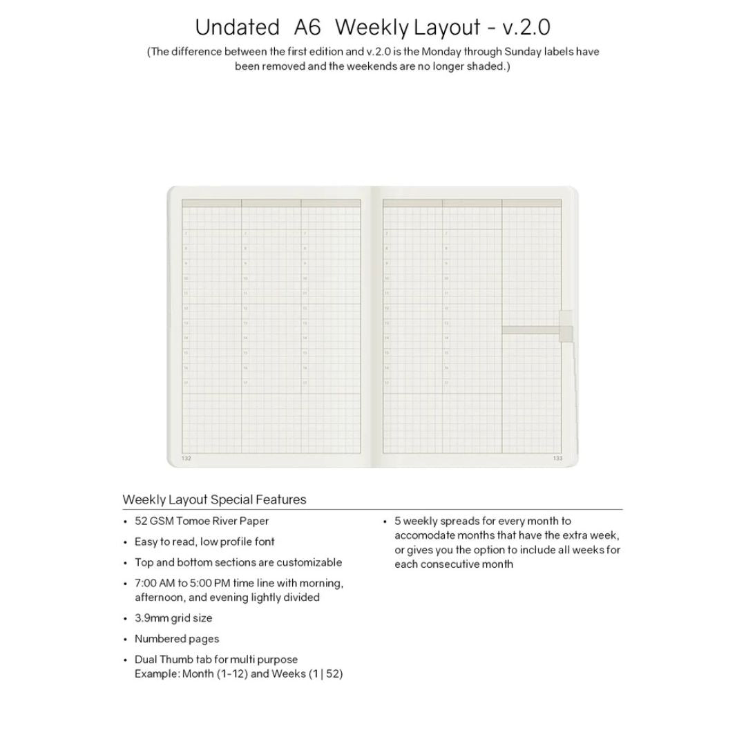Wonderland222 - A6 Undated Weekly Planner V.2 - Midnight Sky (Tomoe River Paper)
