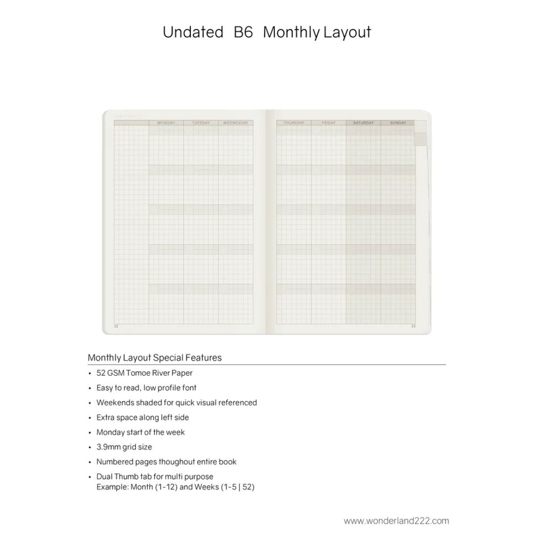 Wonderland222 - B6 Undated Weekly Planner V.1 - Midnight Sky (Tomoe River Paper)