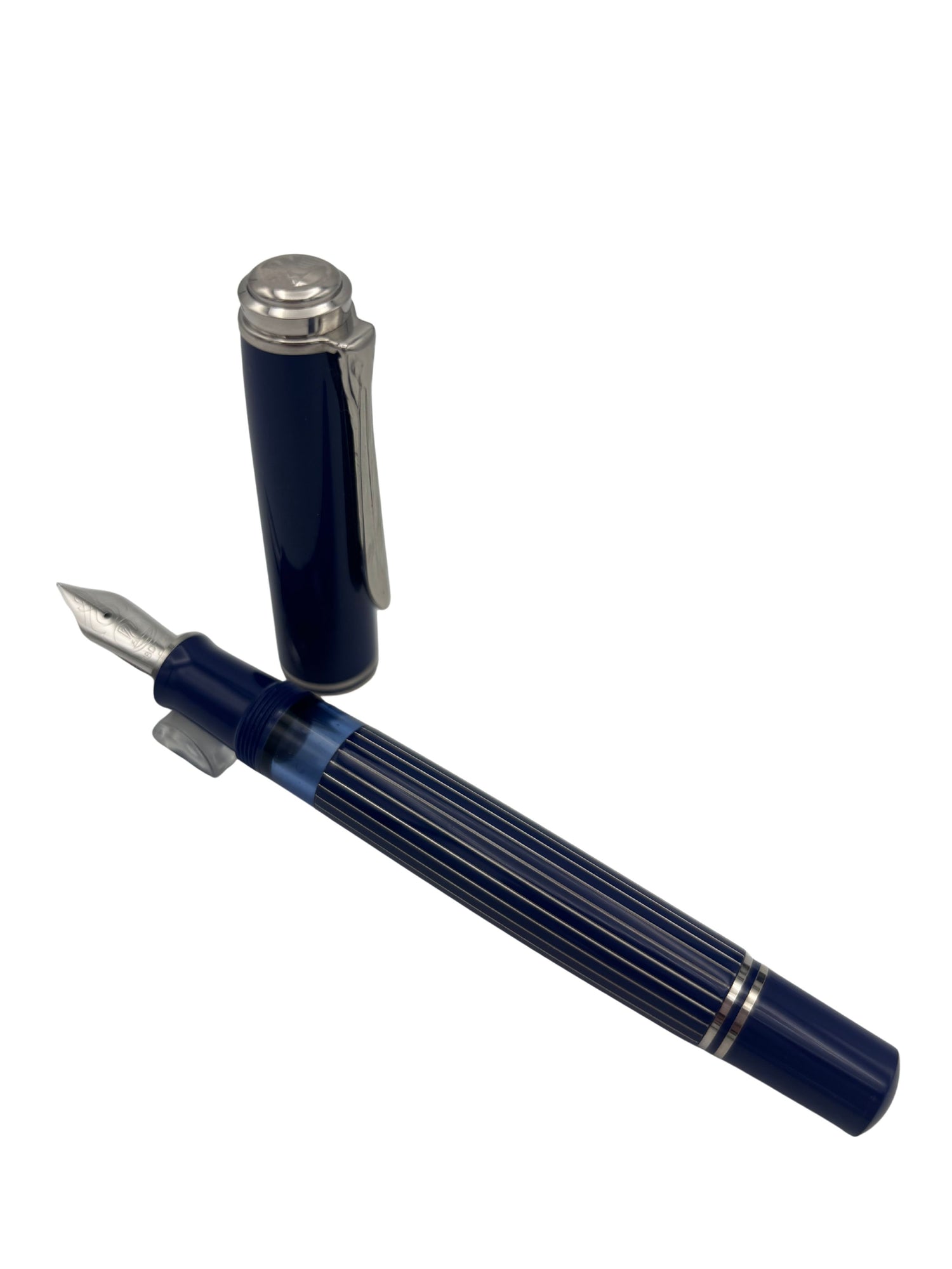 Pelikan M815 Metal Striped Blue - 18k Extra Fine Nib - Pre-Owned