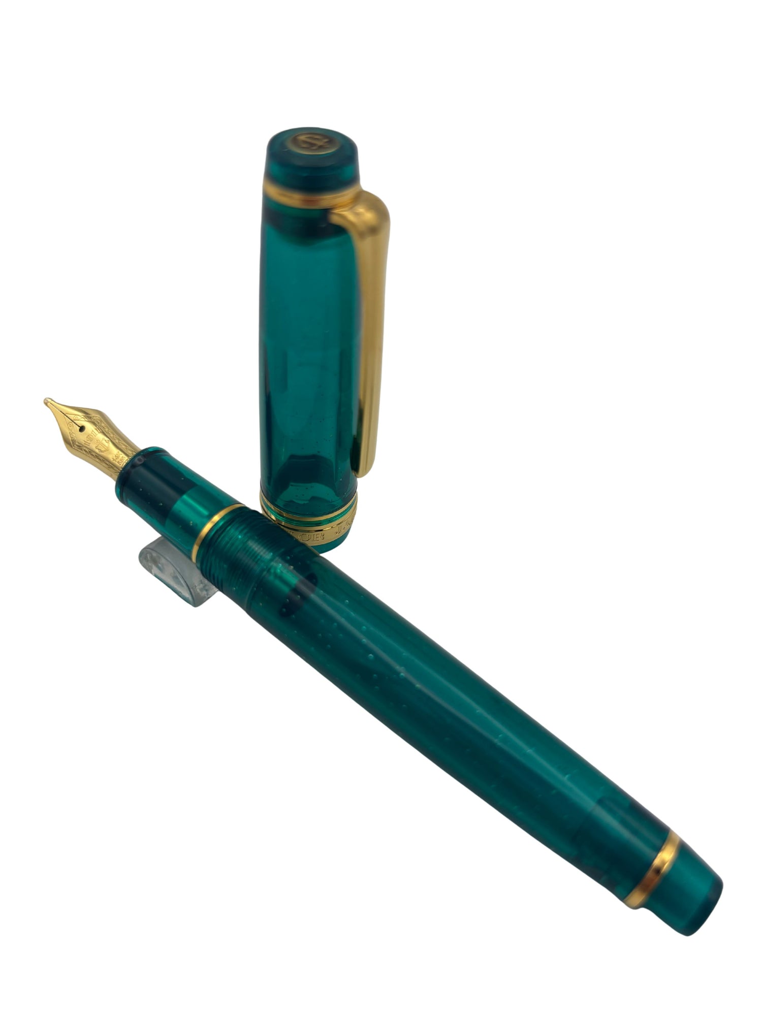 Sailor Pro Gear Slim Blue Green Nebula - 14k Zoom Nib - Pre-owned