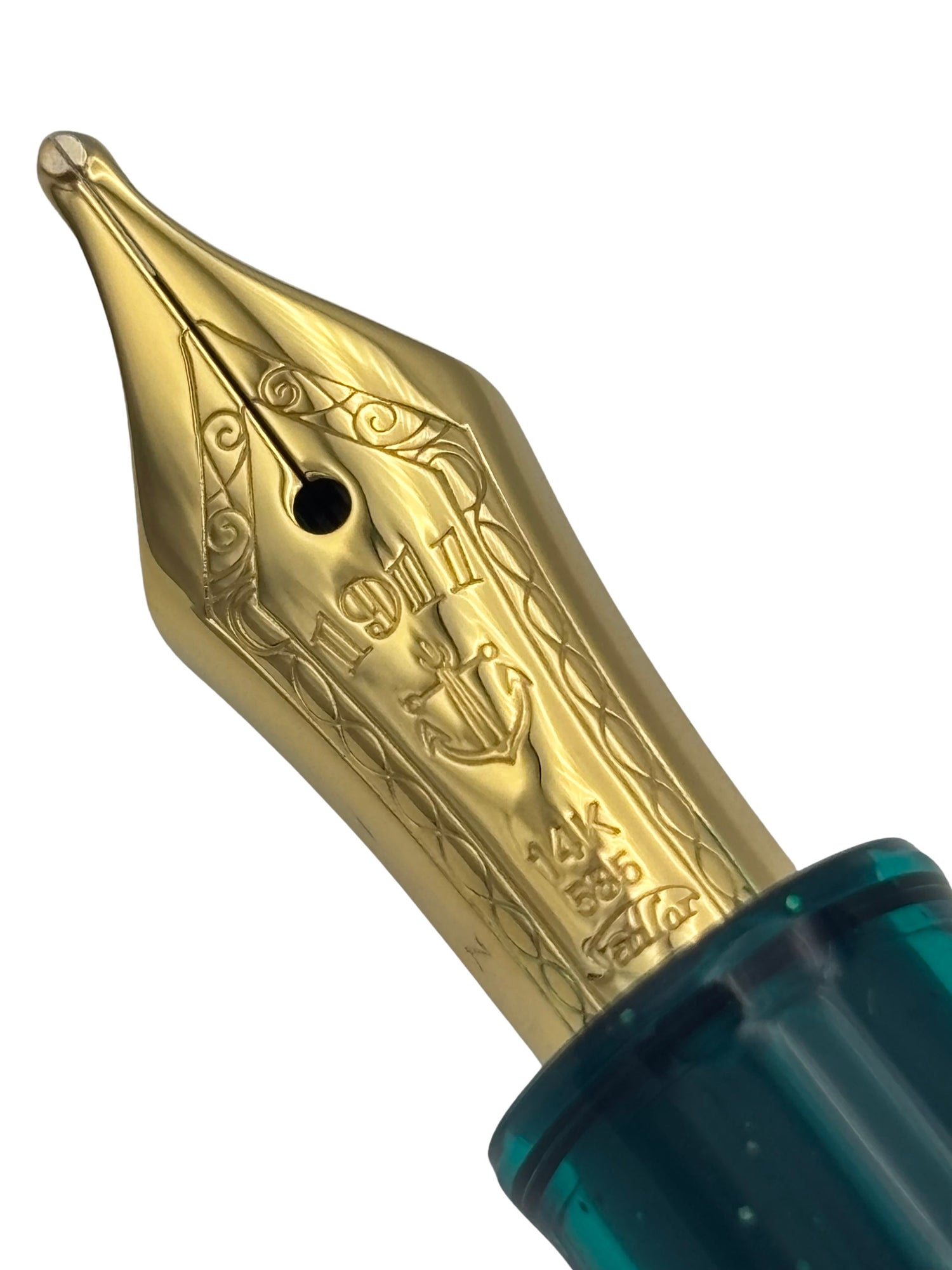 Sailor Pro Gear Slim Blue Green Nebula - 14k Zoom Nib - Pre-owned