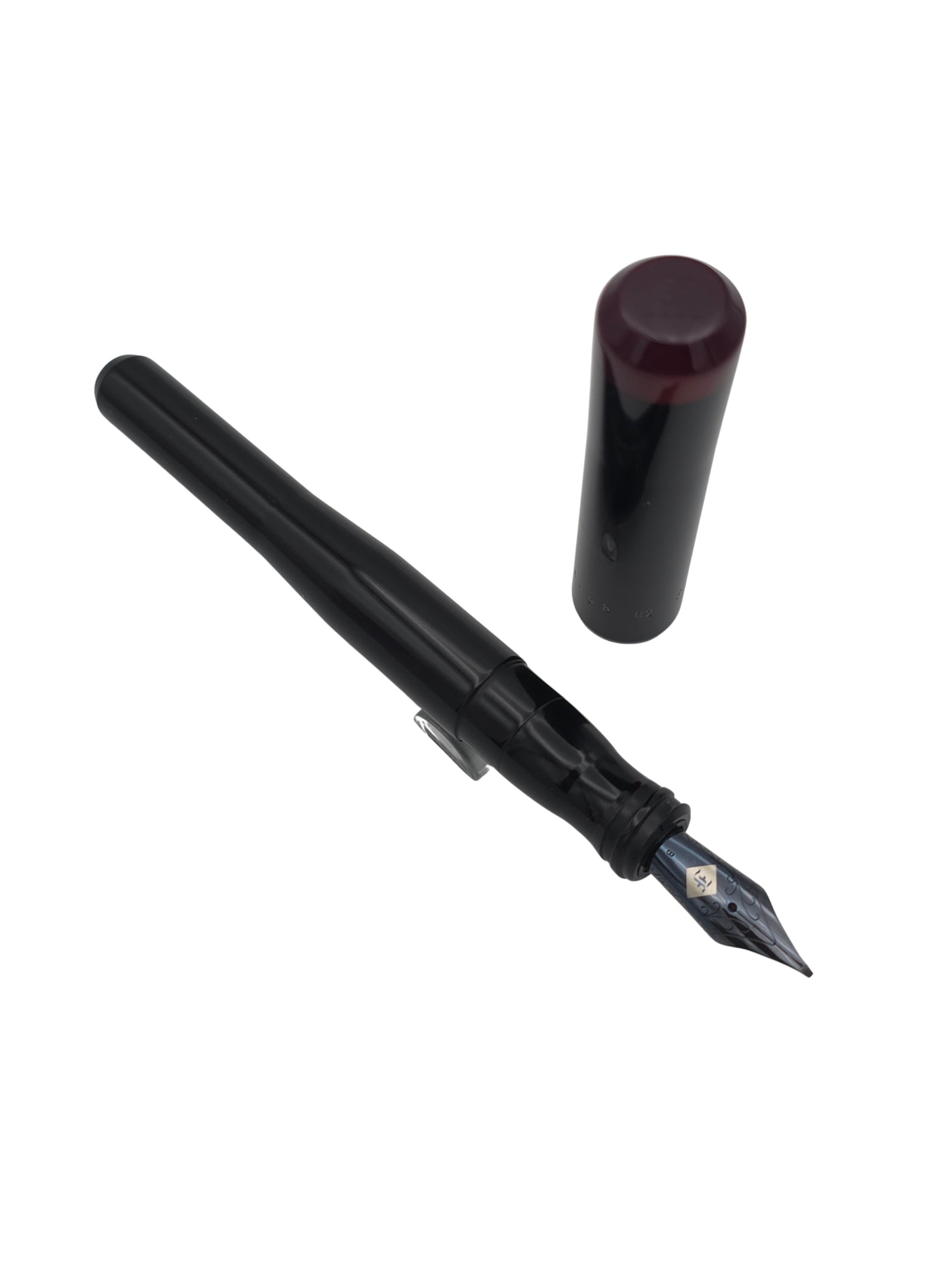 Franklin Christoph Model 02 Black Maroon - Broad Sig Nib - Pre-Owned