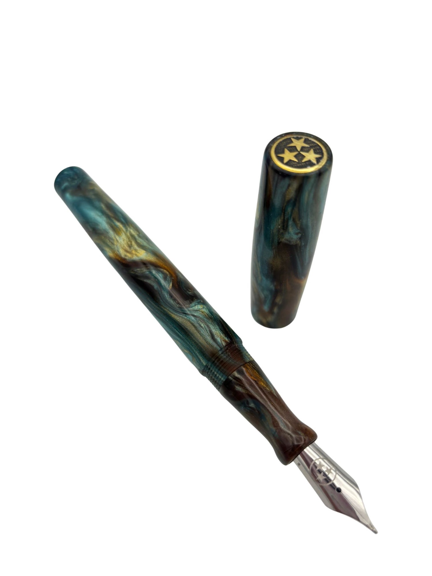Tri Star Studio Turquoise Brown Swirl - Extra Fine Nib - Pre-Owned