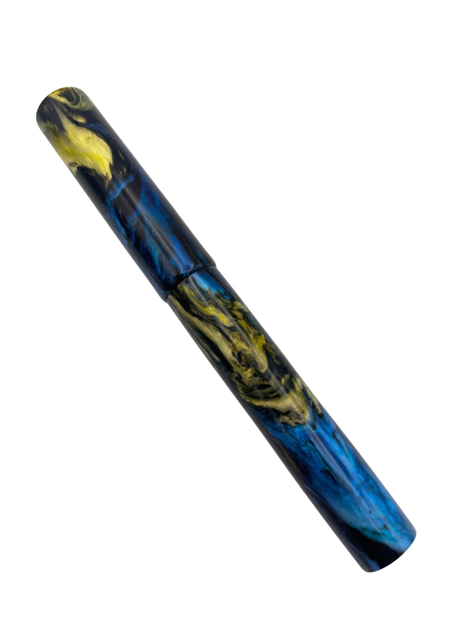 Custom Pen Blue and Yellow - Broad Imperial Nib - Pre-Owned