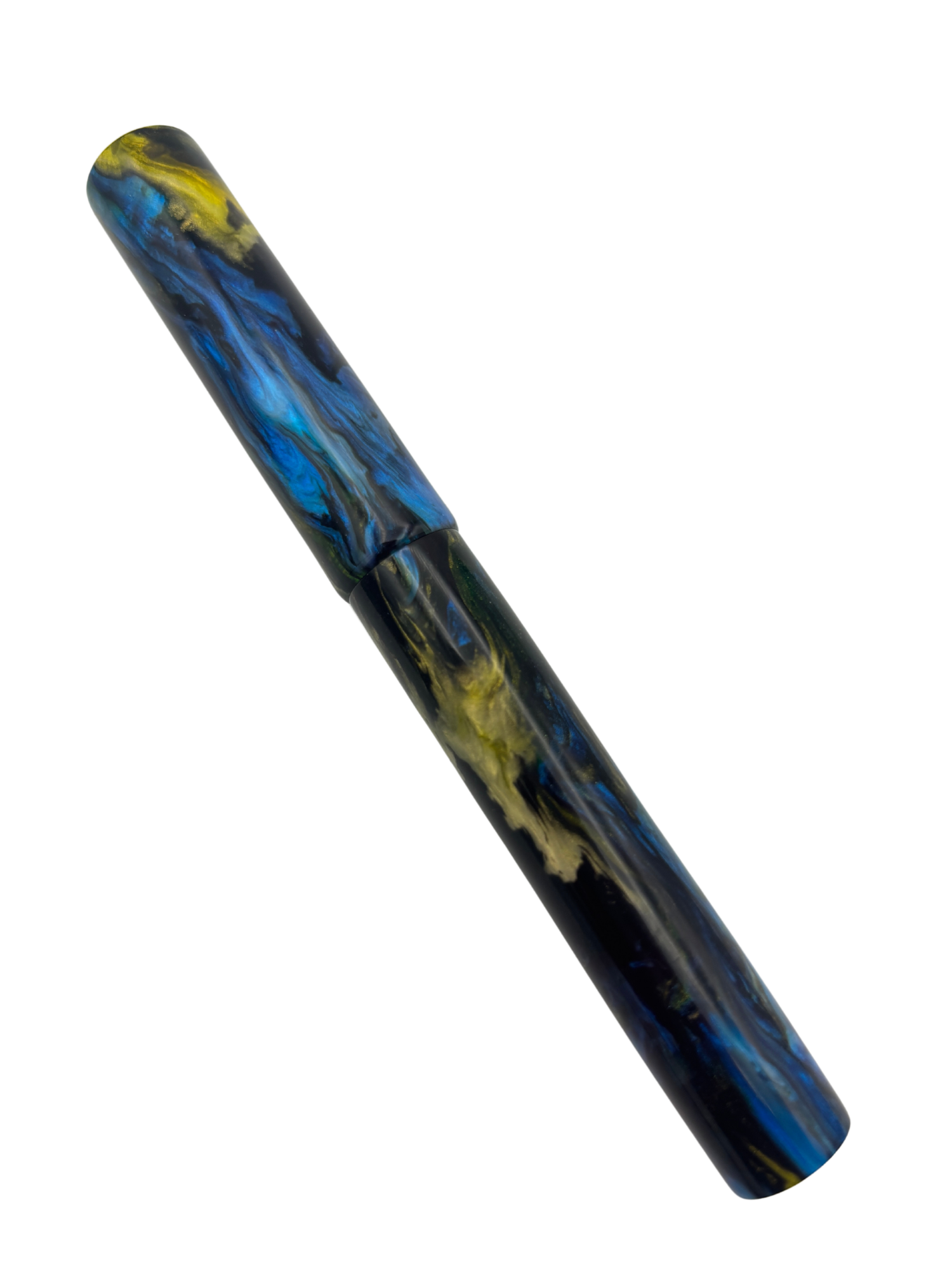 Custom Pen Blue and Yellow - Broad Imperial Nib - Pre-Owned