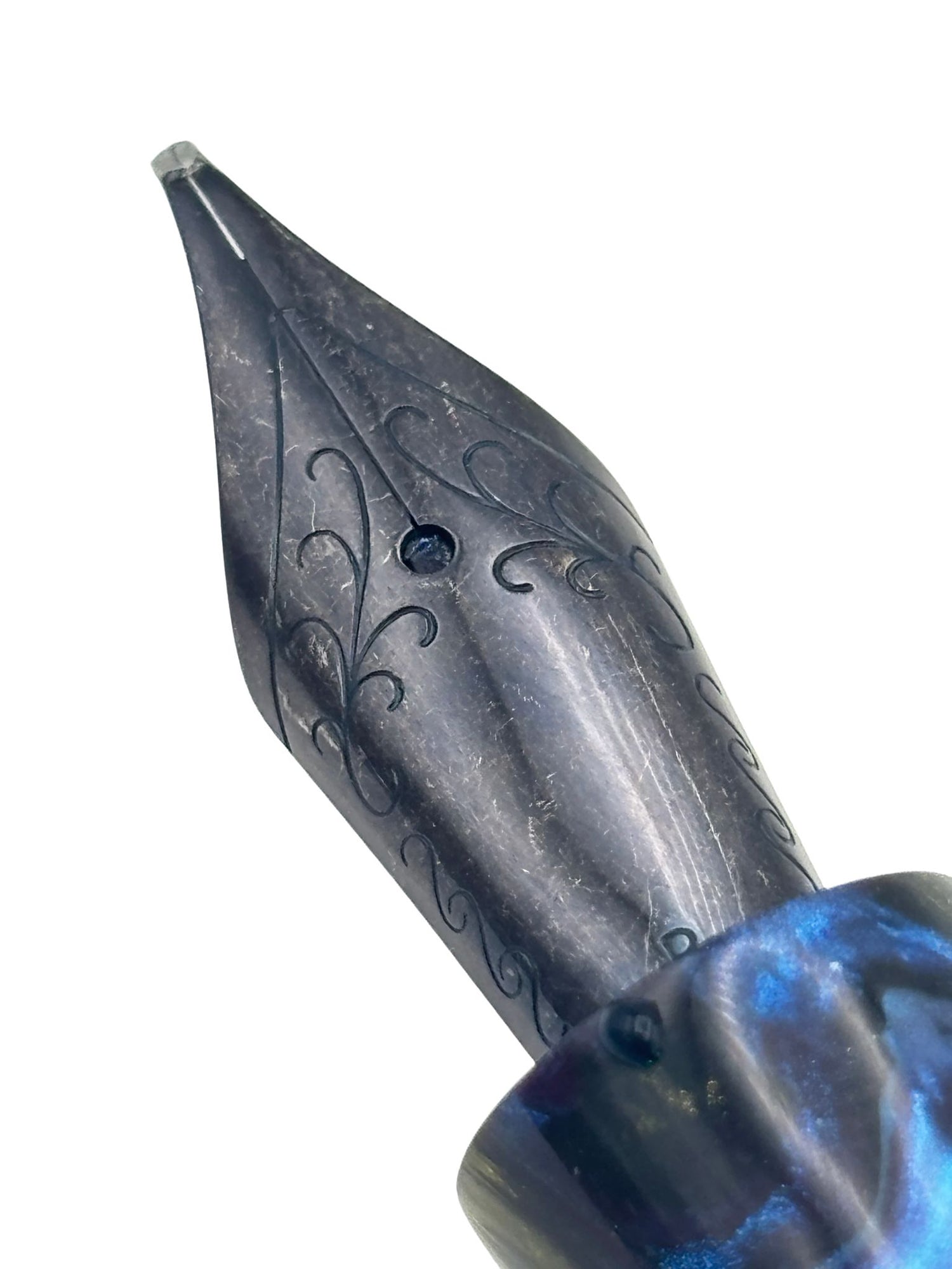 Custom Pen Blue and Yellow - Broad Imperial Nib - Pre-Owned