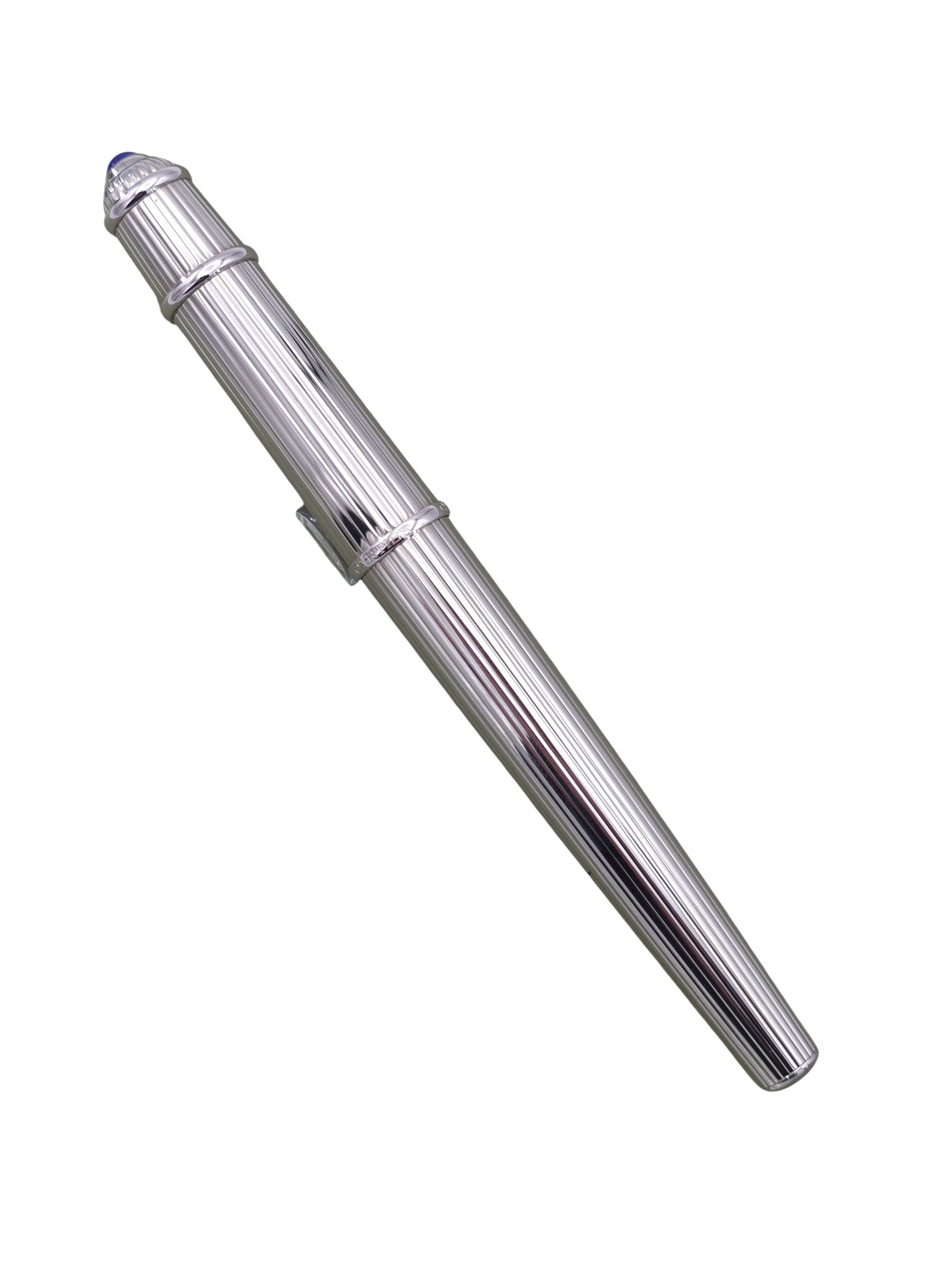 Cartier Diabolo Platinum Godron Pinstripe - 18k Medium Nib - Pre-Owned