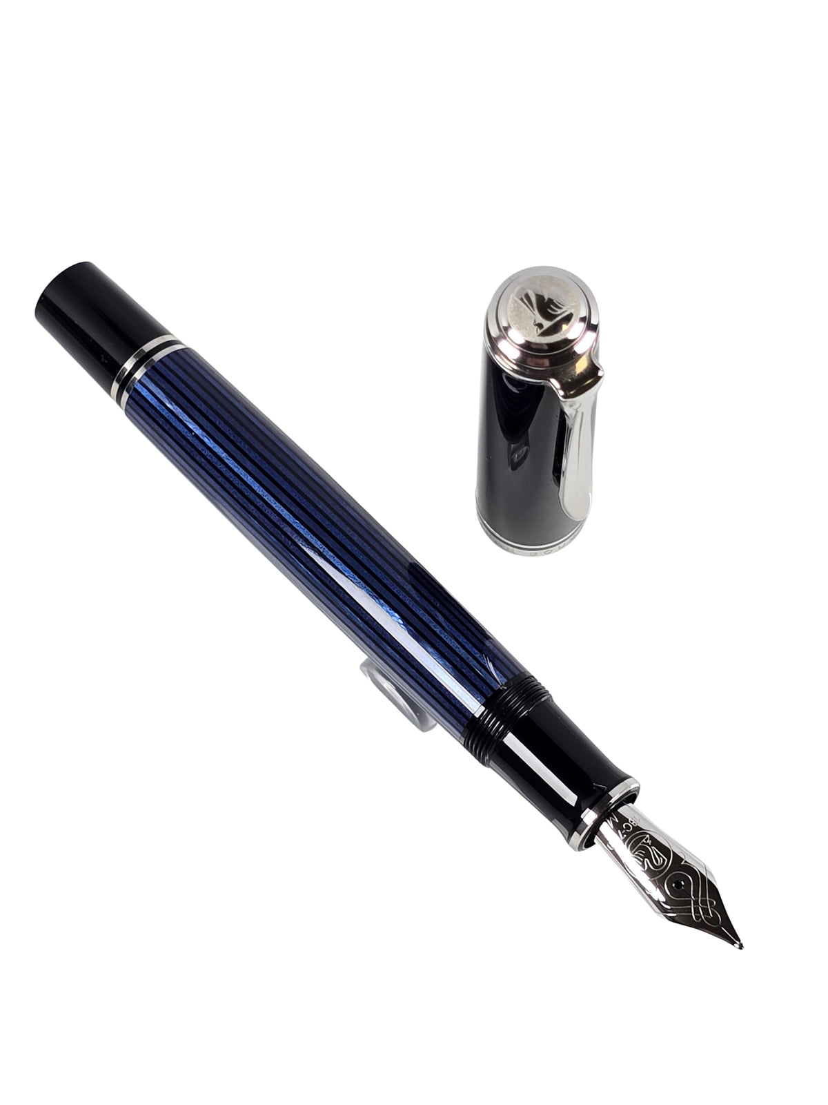 Pelikan M805 Blue Striated Opaque - 18C Medium Nib - Pre-Owned