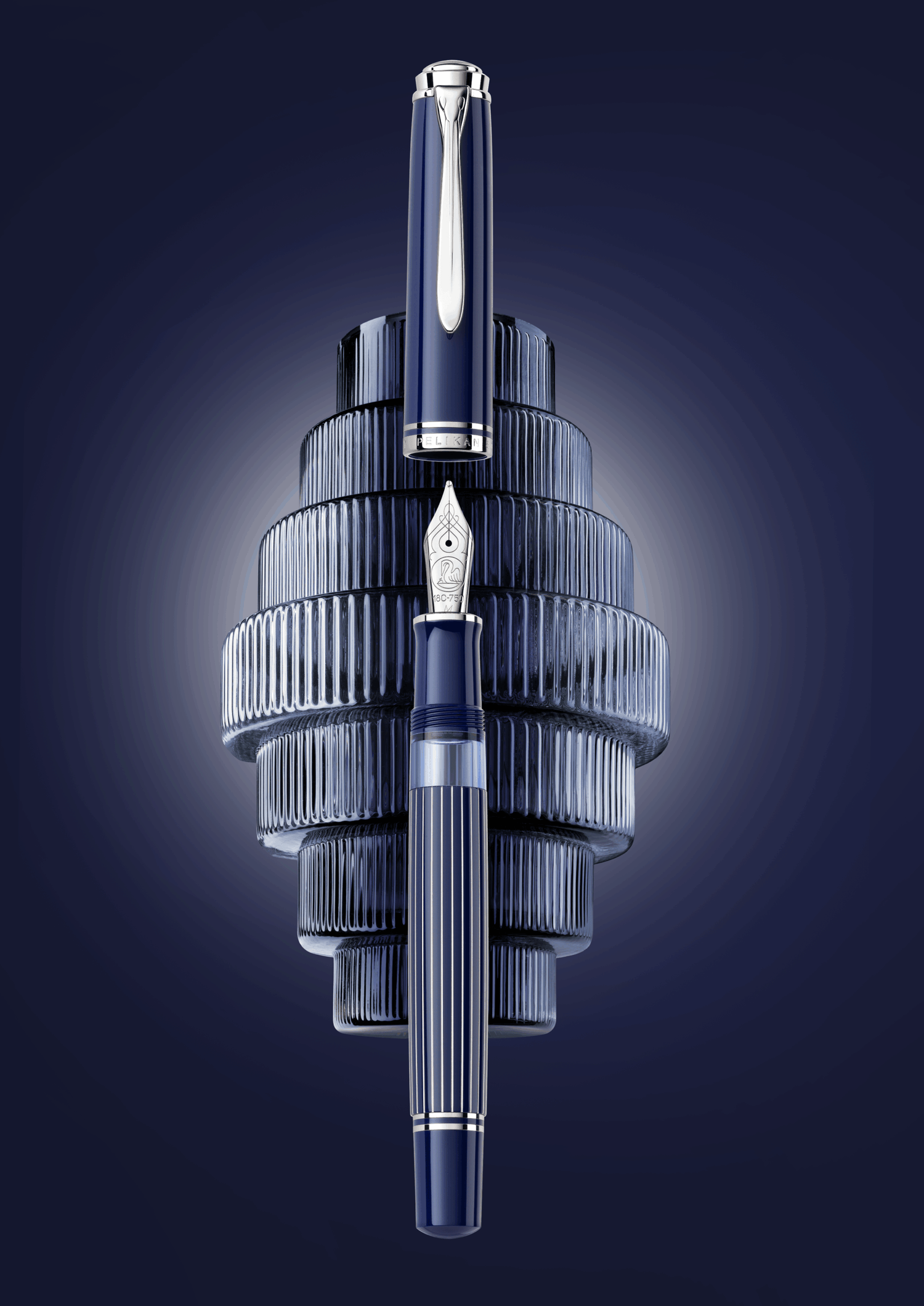 Pelikan Souverän M815 Metal Striped Blue - Special Edition