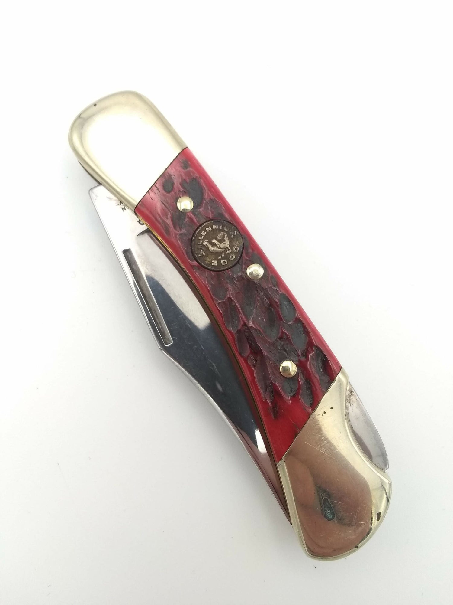 Bertram Cutlery Hen & Rooster Soligen 351-B5 Burgundy Bone Folding Knife