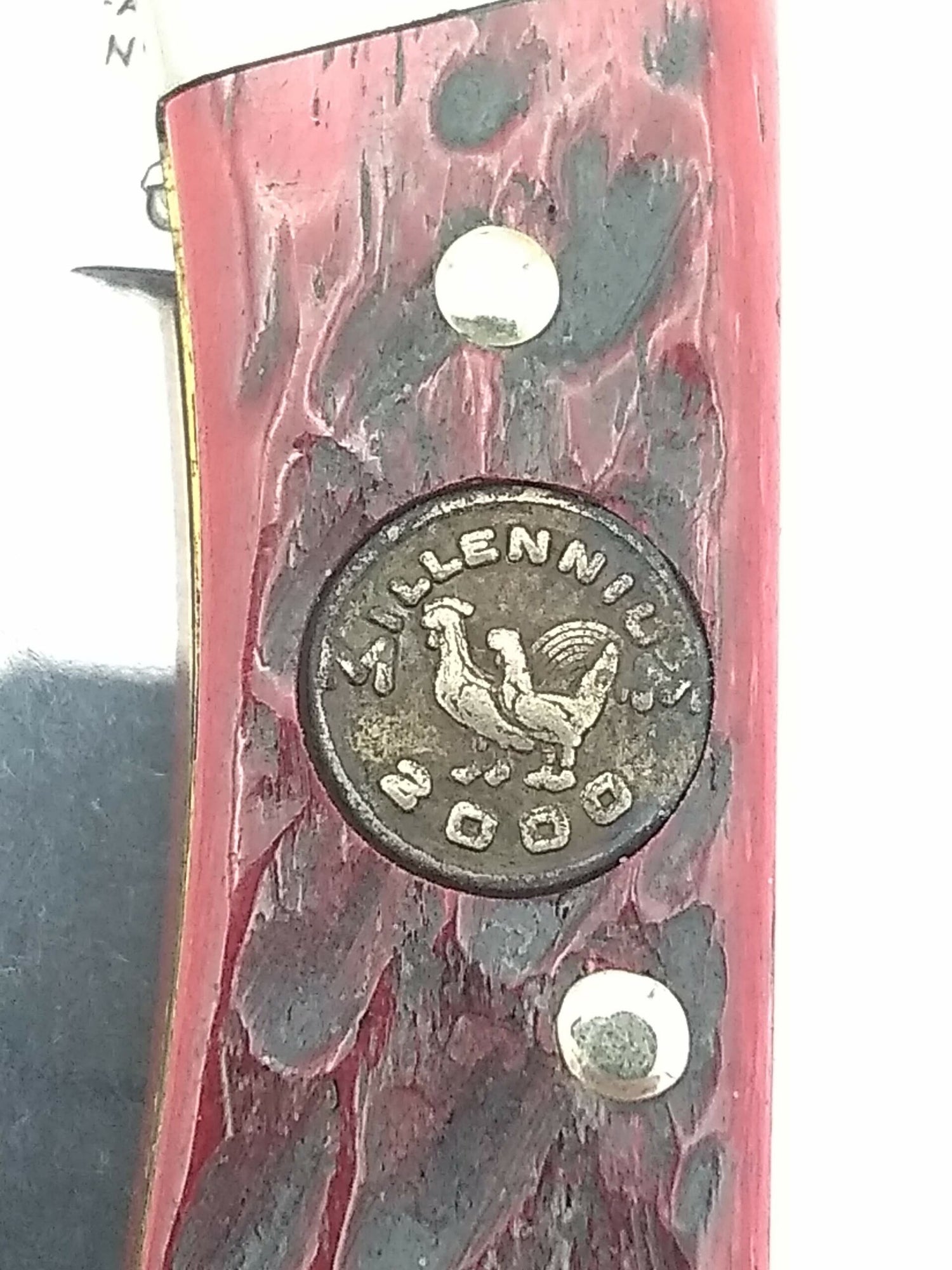 Bertram Cutlery Hen & Rooster Soligen 351-B5 Burgundy Bone Folding Knife