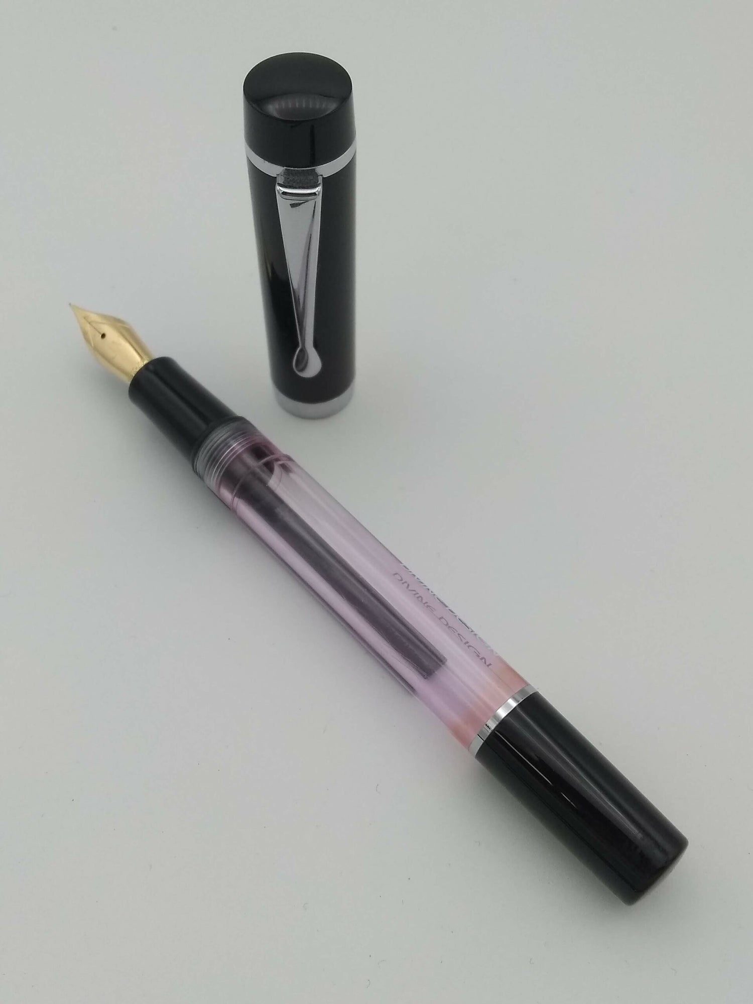 Divine Design Fountain Pen Black Demo - 14K Medium Nib Engraved "JM"