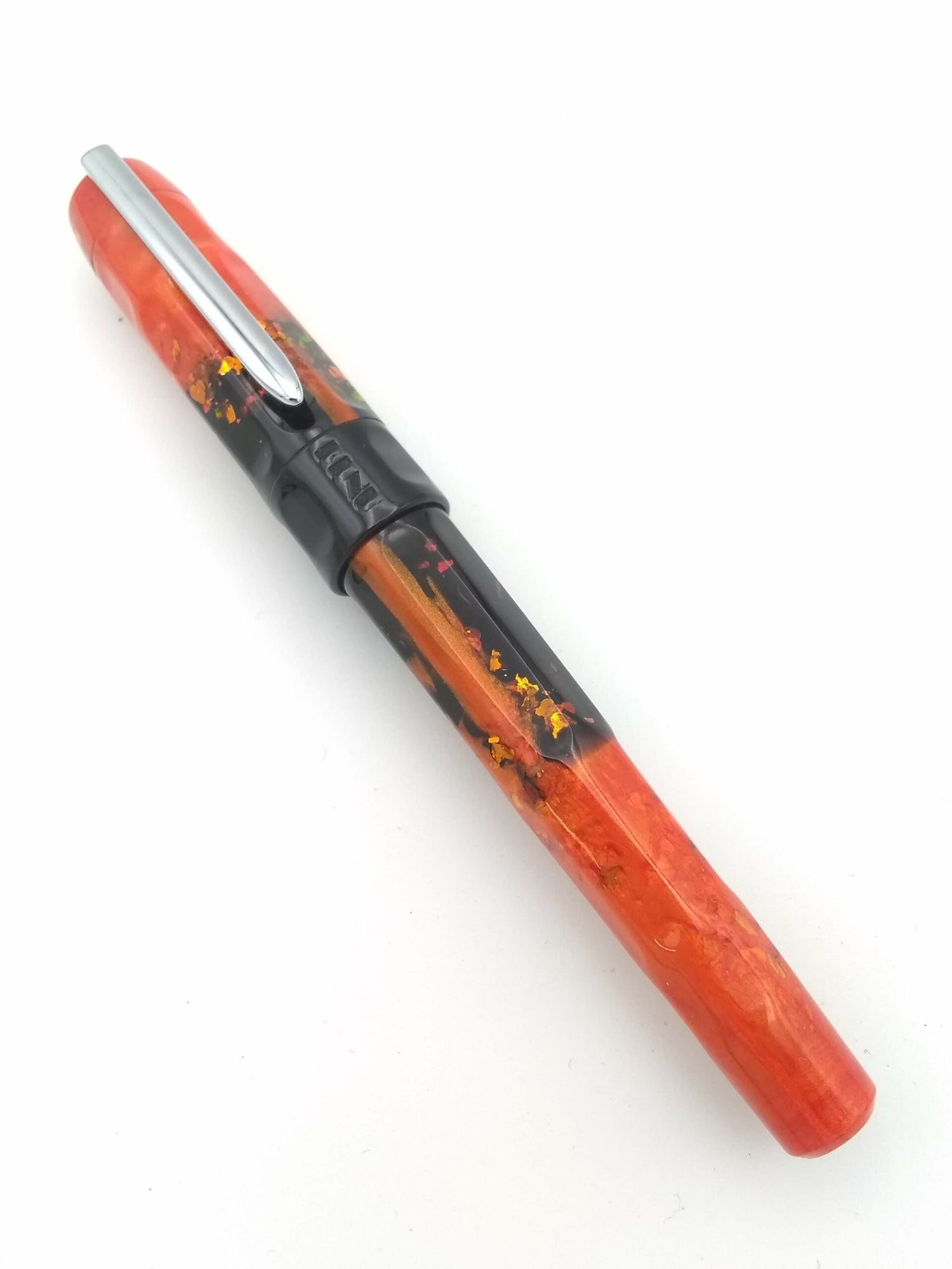 Benu Talisman Foxglove Orange & Black - Broad Steel Nib