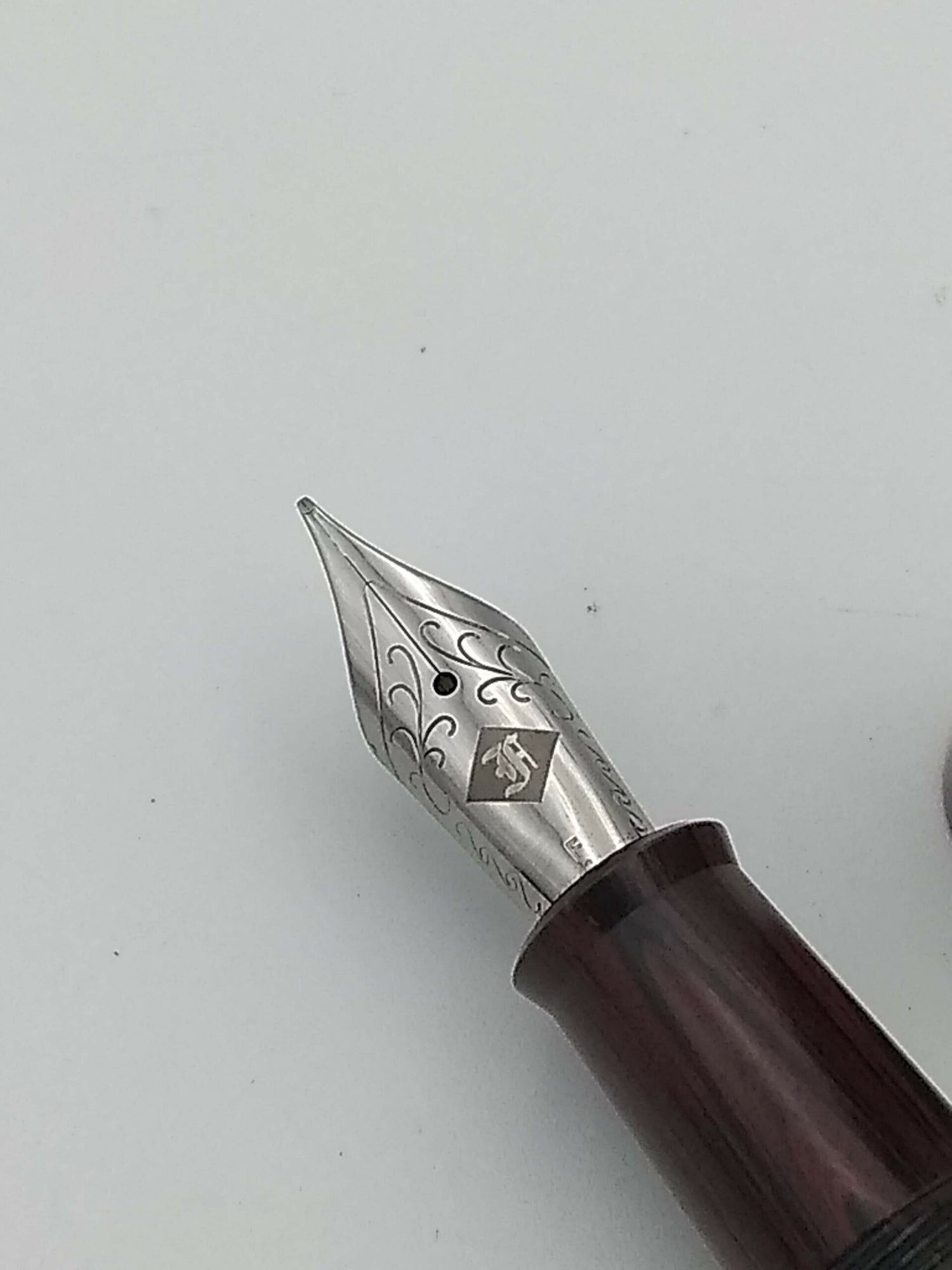 Conklin Classic Red Ebonite Swirl - Fine Sig Franklin Christoph Steel Nib