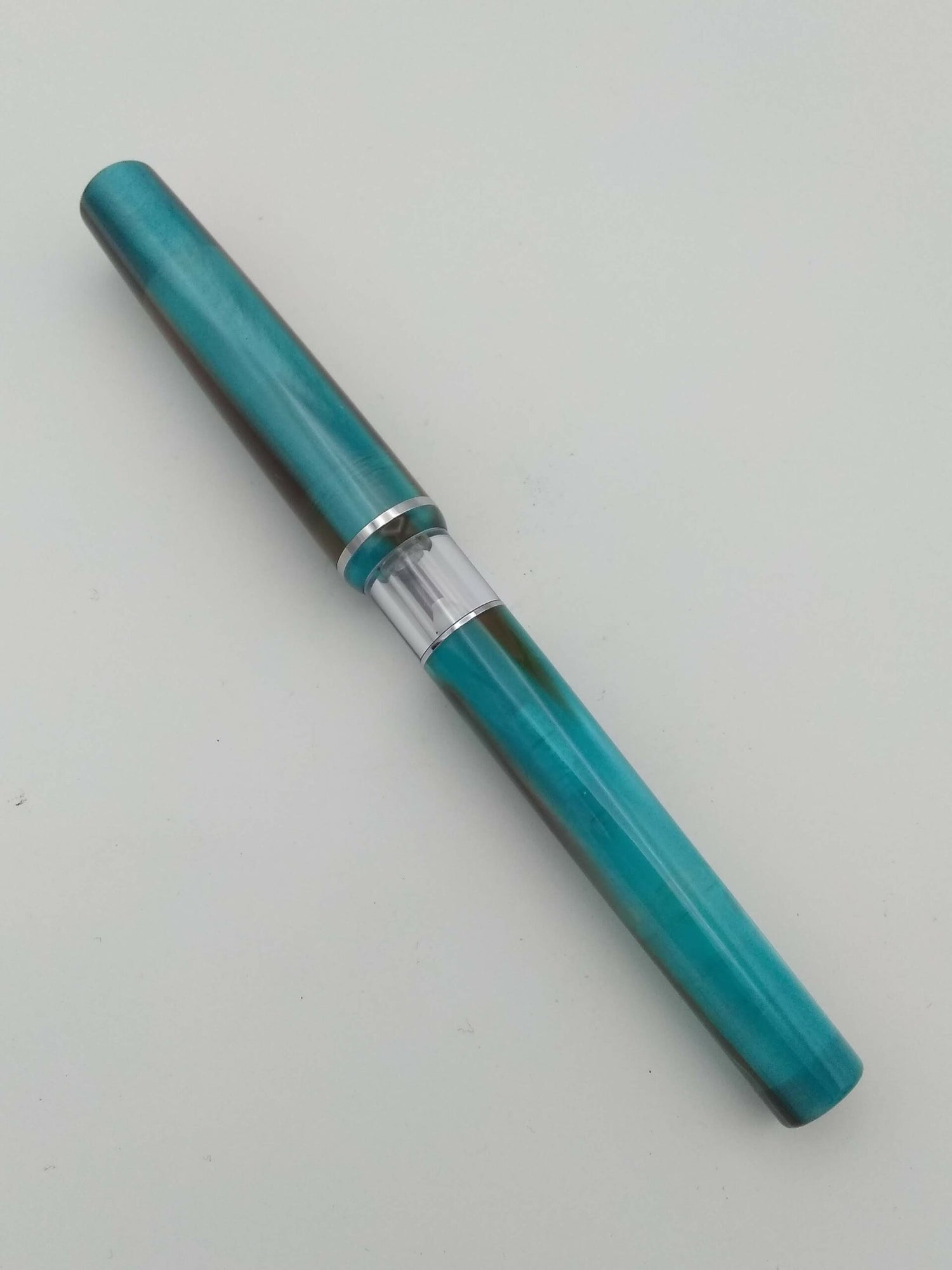 Fine Writing International Fountain Pen Teal & Brown - Broad Steel Nib