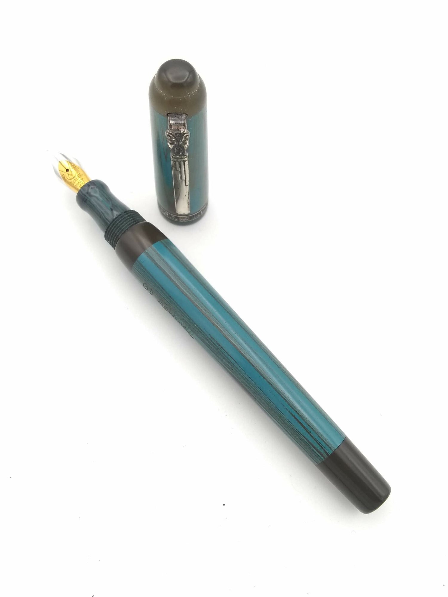 Marlen MACCUS Business Blue Ebonite - 18k Fine Nib