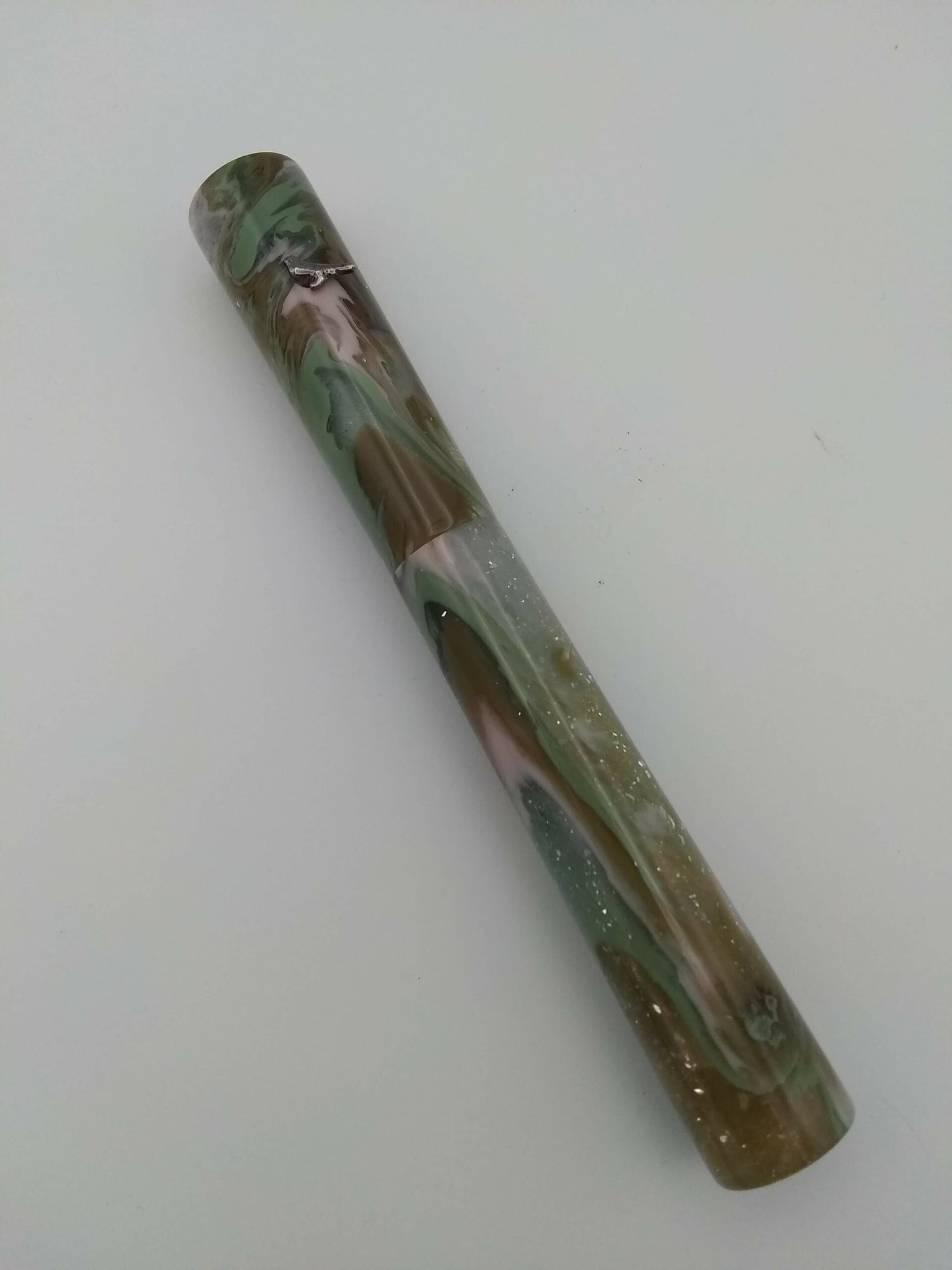 Wood Workers of North Carolina Fountain Pen Green, Brown, & Cream - Medium Steel Nib