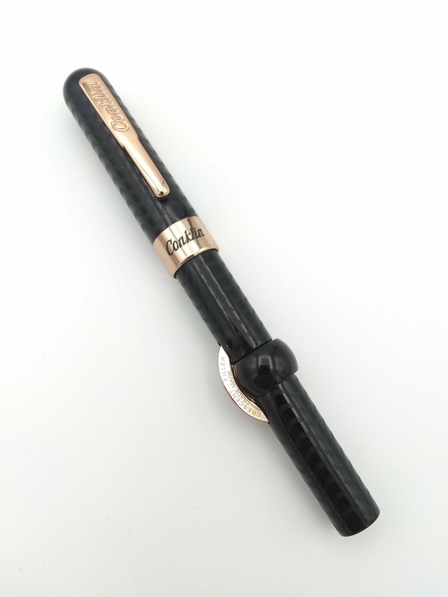 Conklin Mark Twain Crescent Filler Black Chased - Medium Steel Nib