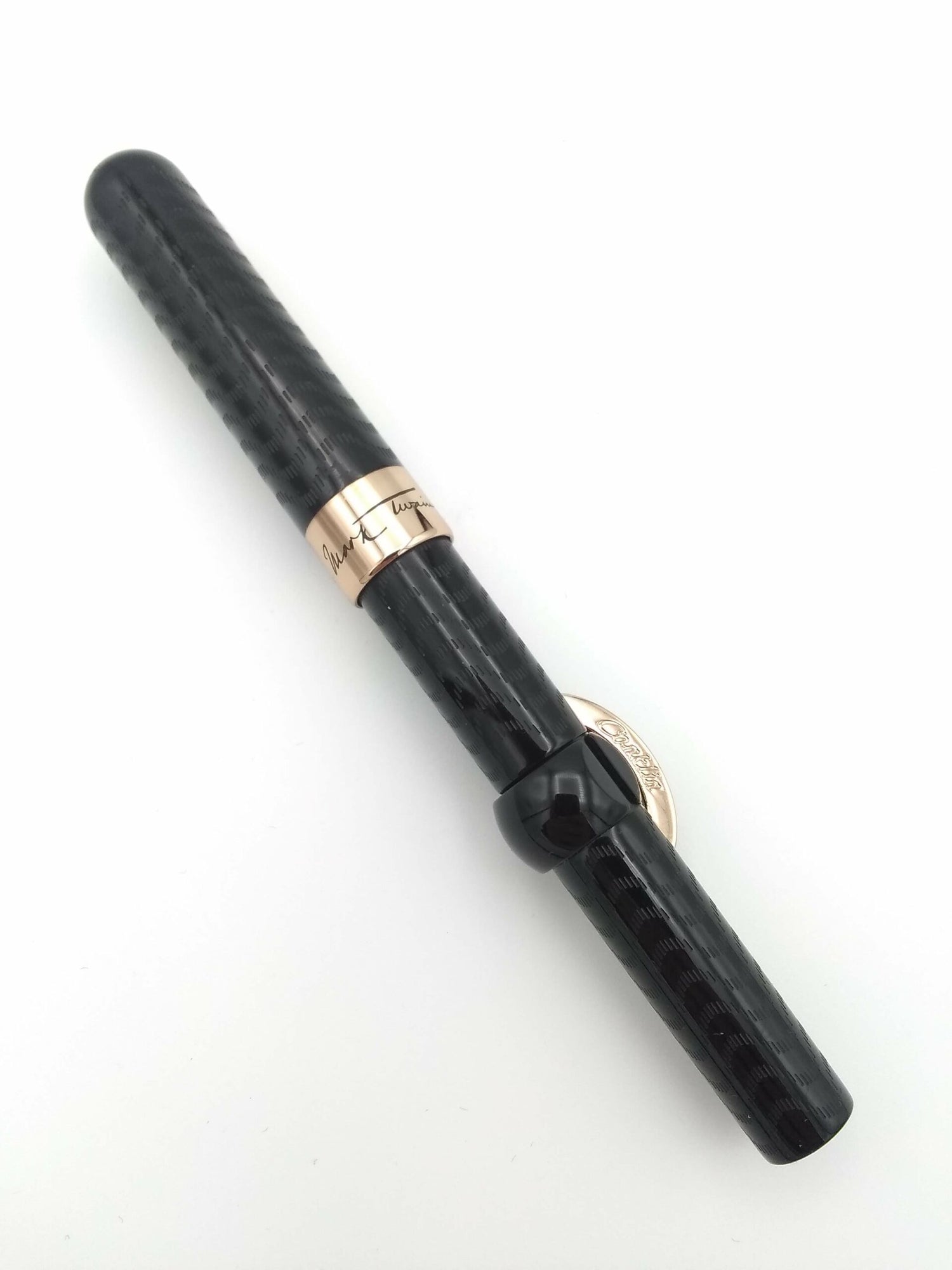 Conklin Mark Twain Crescent Filler Black Chased - Medium Steel Nib