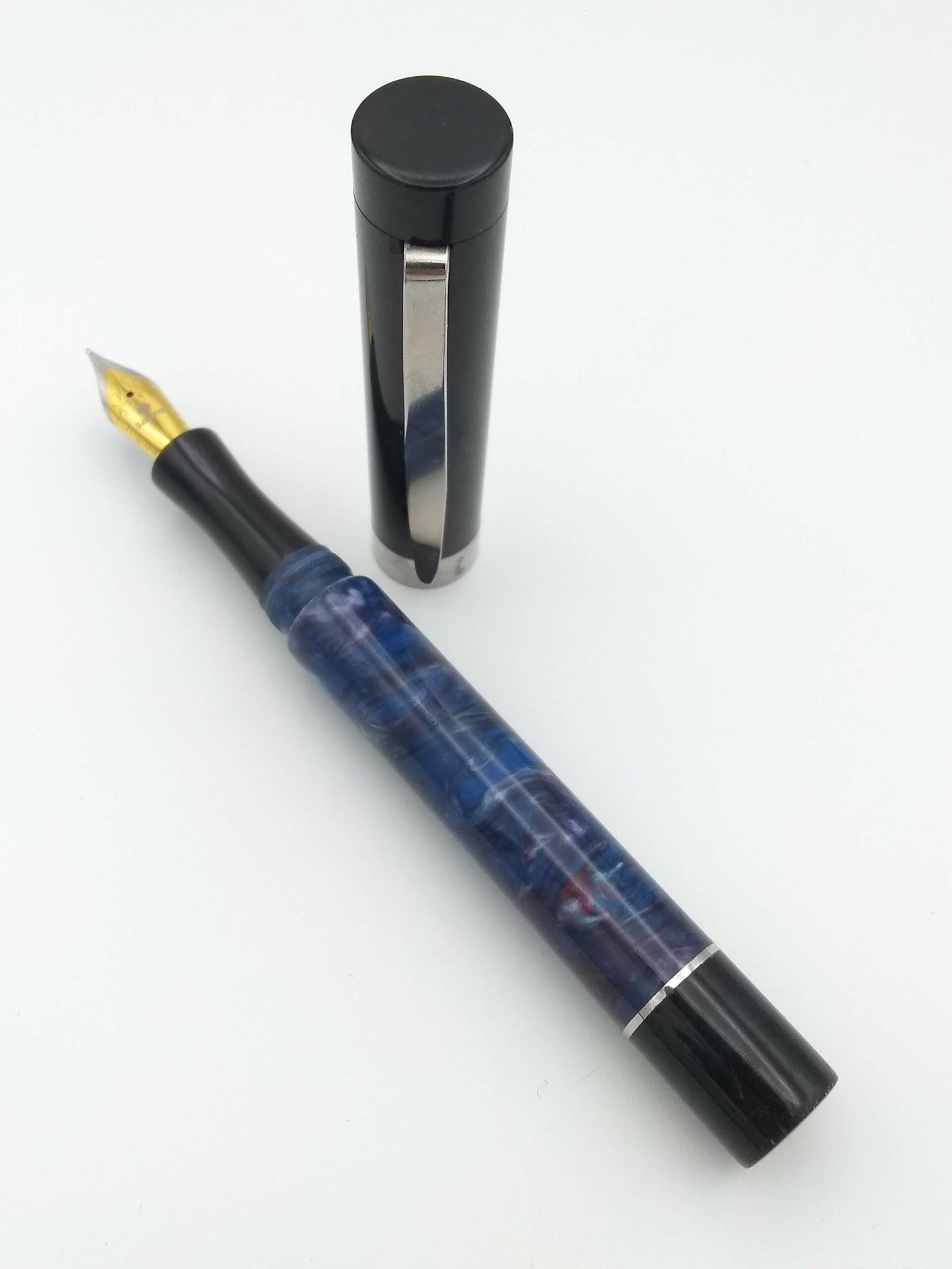 Country Made Pens Custom Blue & Black - Fine Steel Nib