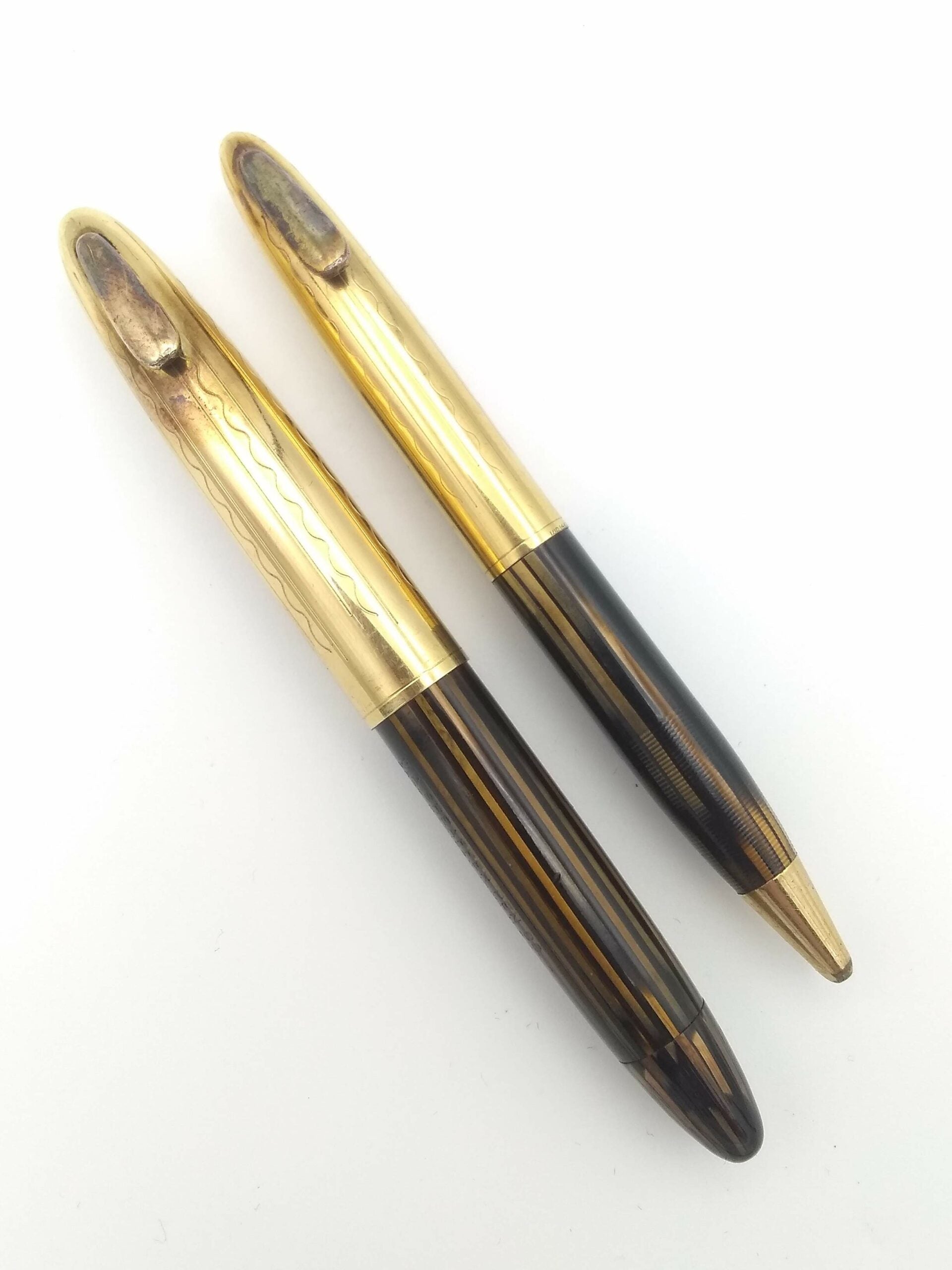 Sheaffer Tuckaway Crest Golden Brown Set - 14k Extra Fine & Pencil