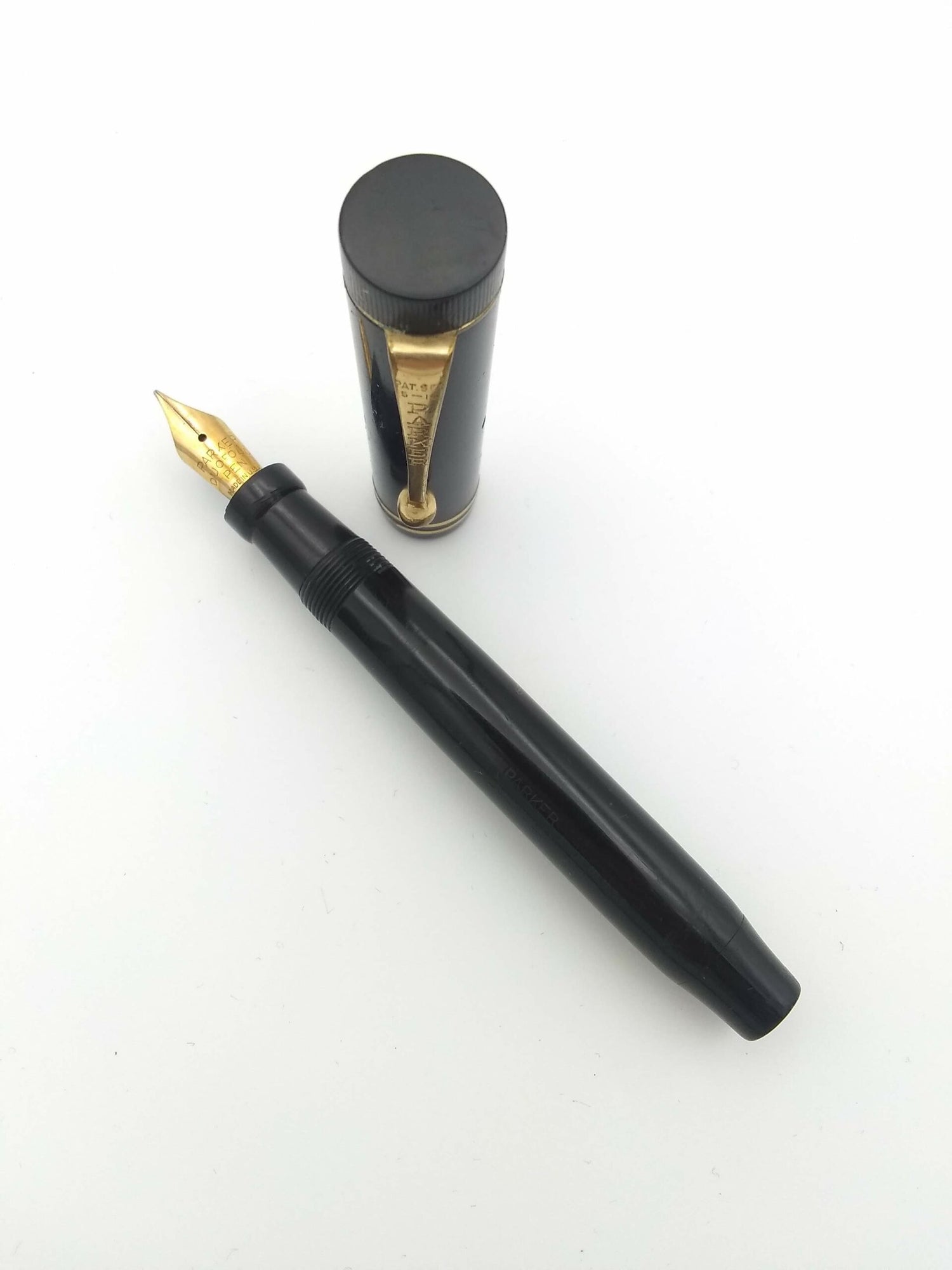 Parker Duofold Junior Black 2 Band - 14k Medium Nib