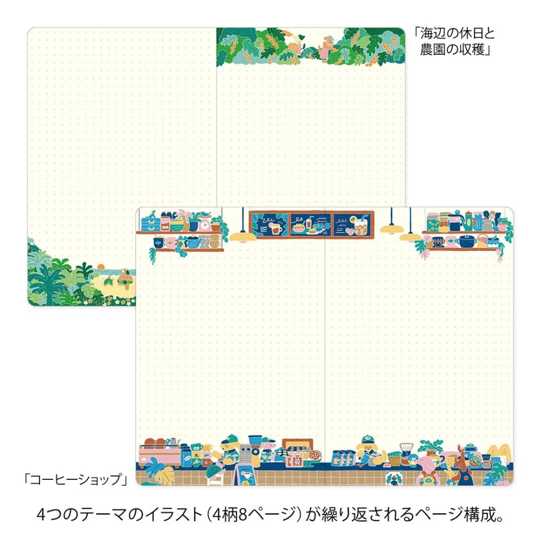 Midori Yuru Log Notebook - B6 - 5 mm Dot - Coffee Shop