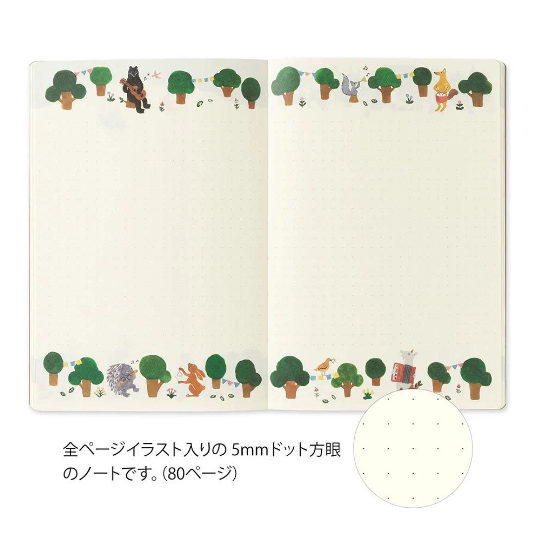 Midori Yuru Log Notebook - B6 - 5 mm Dot - Forest Animal