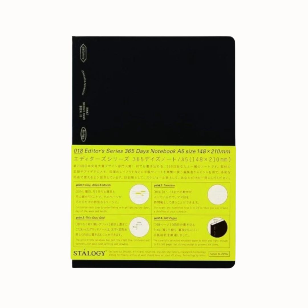 Stalogy 365 DAYS NOTEBOOK A5 BLACK