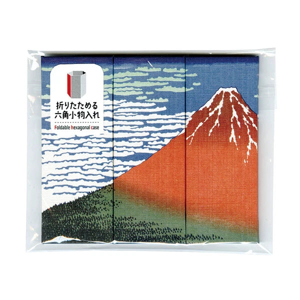 Taniguchi Shoyudo Co. Yuzen Washi Paper Foldable Hexagonal Box Thirty-Six Views of Mt. Fuji
