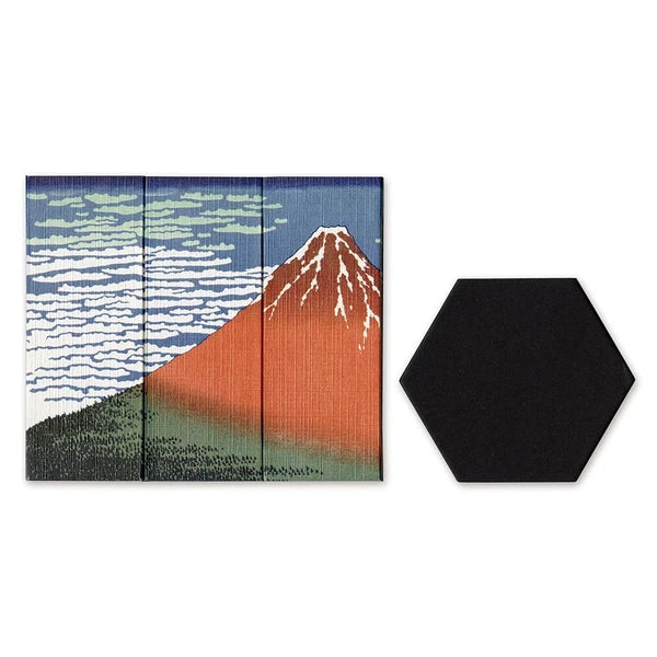 Taniguchi Shoyudo Co. Yuzen Washi Paper Foldable Hexagonal Box Thirty-Six Views of Mt. Fuji