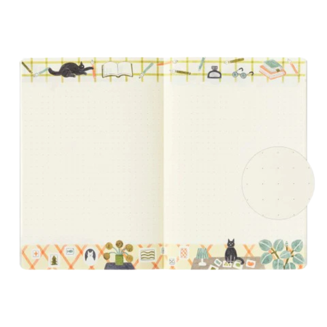 Midori Yuru Log Notebook - B6 - 5 mm Dot - Cats