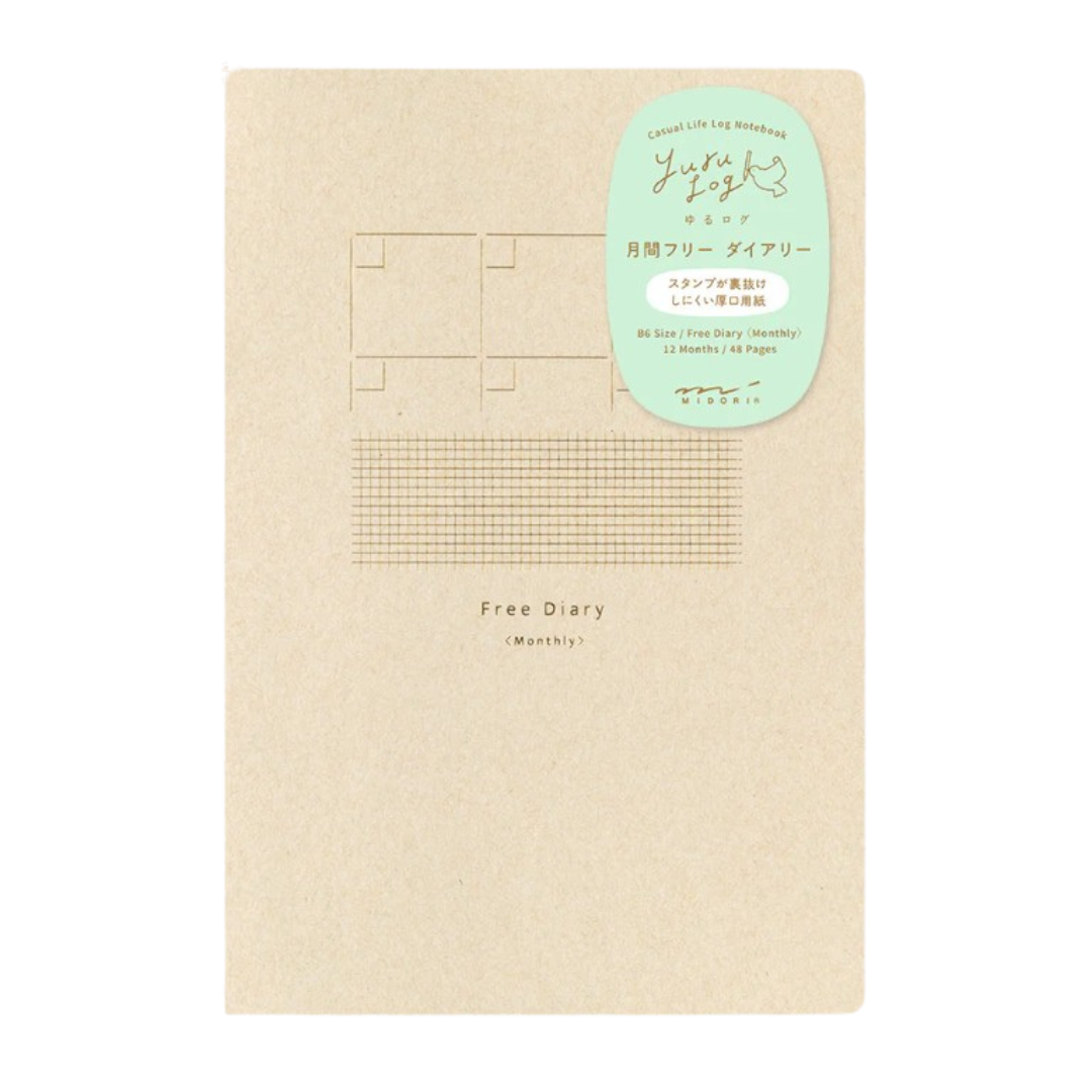Paper Notebook Log Midori Yuru Log Notebook - B6 - Free Monthly Diary – Pen Realm