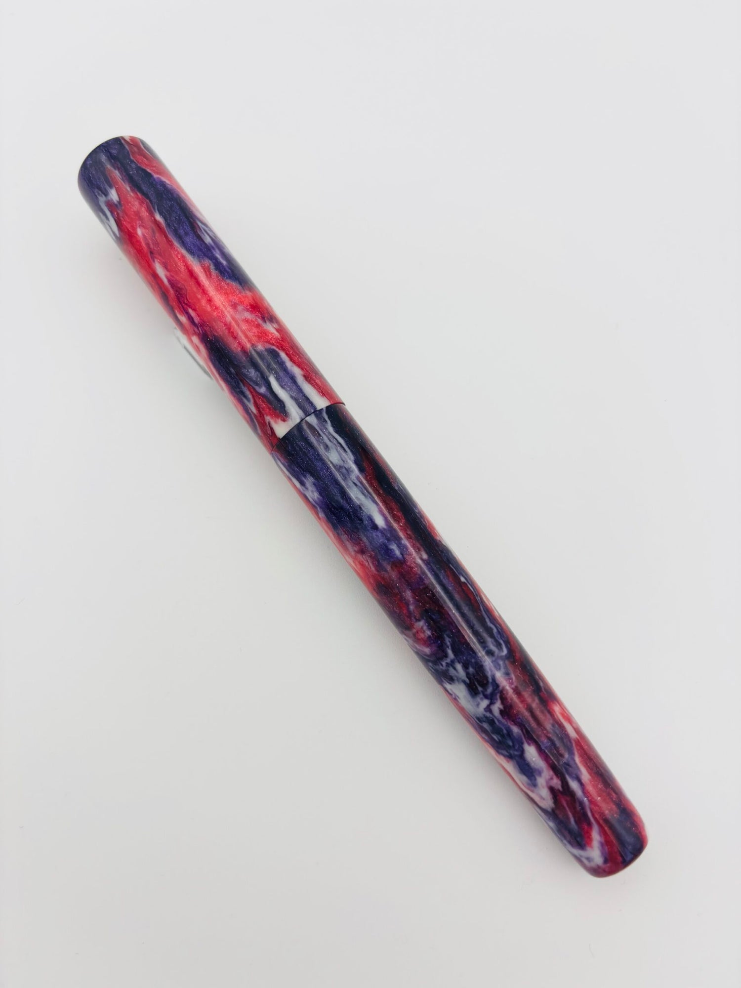 Custom Pen Red White Purple - 1.5 Stub Steel Nib