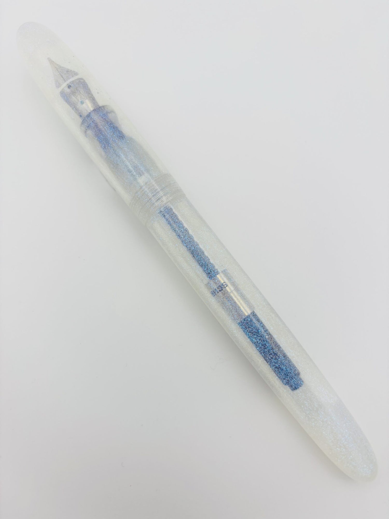 Custom Pen Clear Sparkly - Medium Steel Nib