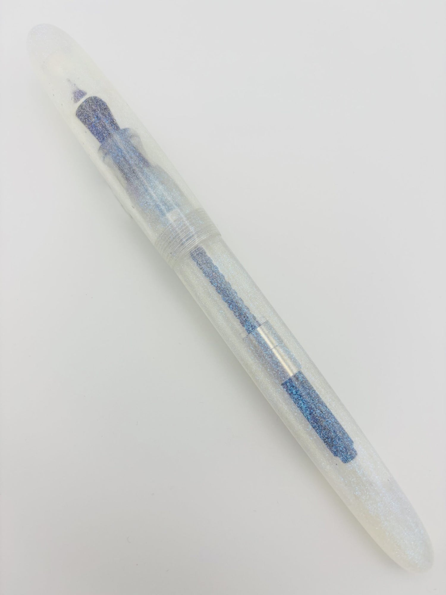 Custom Pen Clear Sparkly - Medium Steel Nib