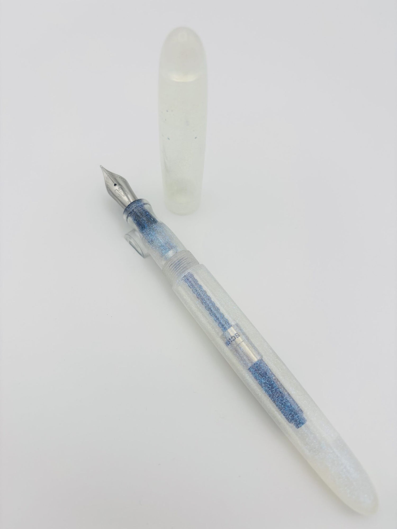 Custom Pen Clear Sparkly - Medium Steel Nib