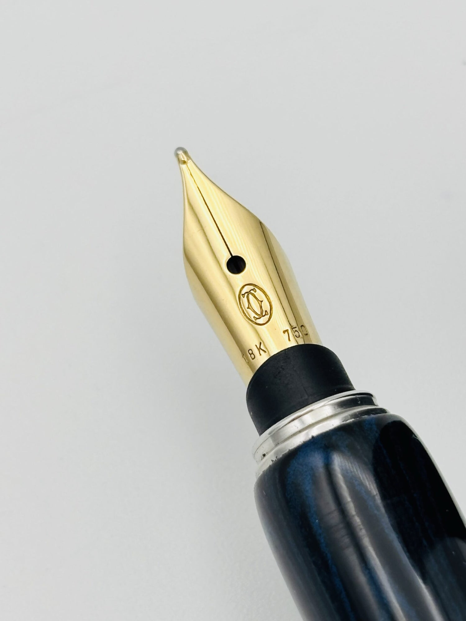 Lotus PCP Ocelot Blue Ripple - 18k Medium Cartier Nib