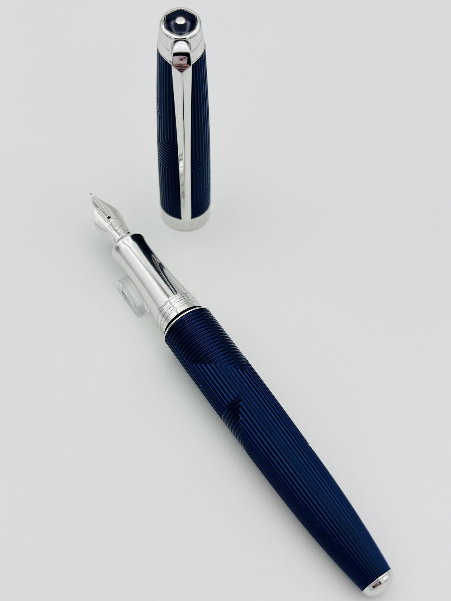 Caran d'Ache Léman Bleu Marlin - 18C Medium Nib Reduced to Fine