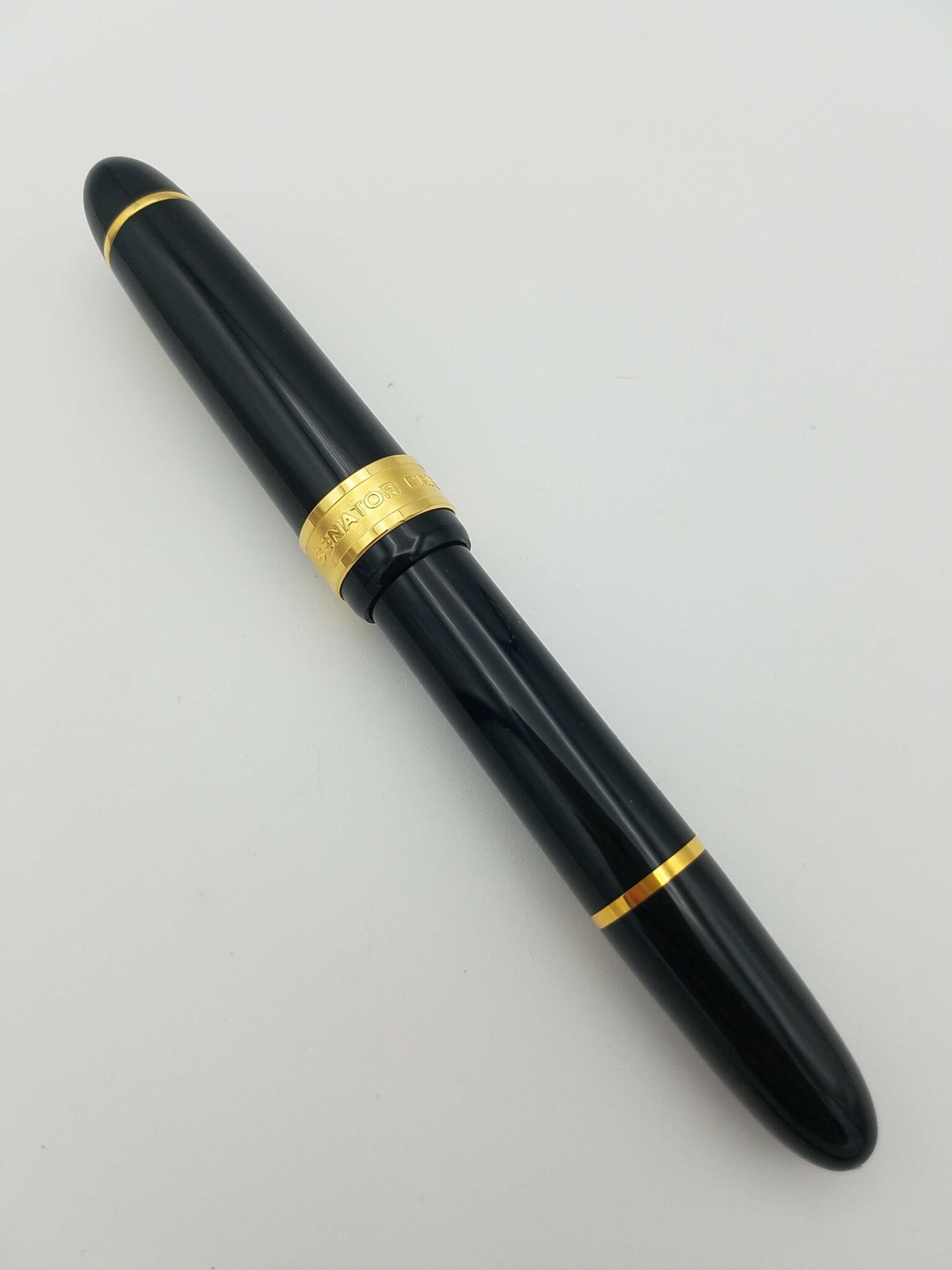 Senator President Black Fountain Pen – Medium Steel Nib - Pen Realm